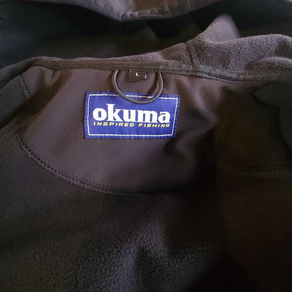 Okuma Mens Softshell Hooded Inspired Fishing Jacket Black Water Repellant L - Picture 10 of 11